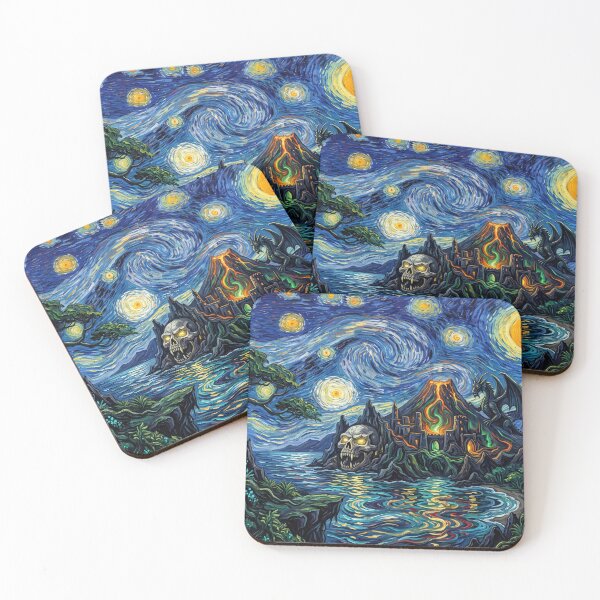Item preview, Monster Island Starry Night Comic Landscape designed and sold by Bad-Decisions-Designs.