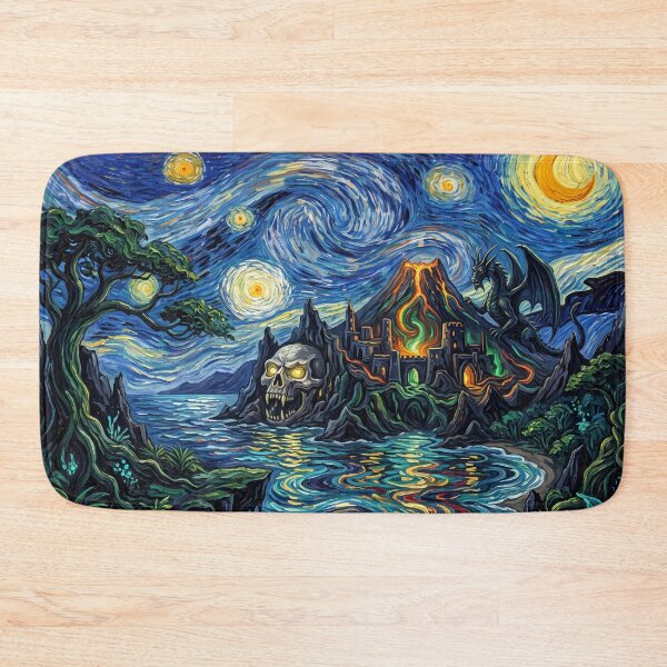 Item preview, Monster Island Starry Night Comic Landscape designed and sold by Bad-Decisions-Designs.