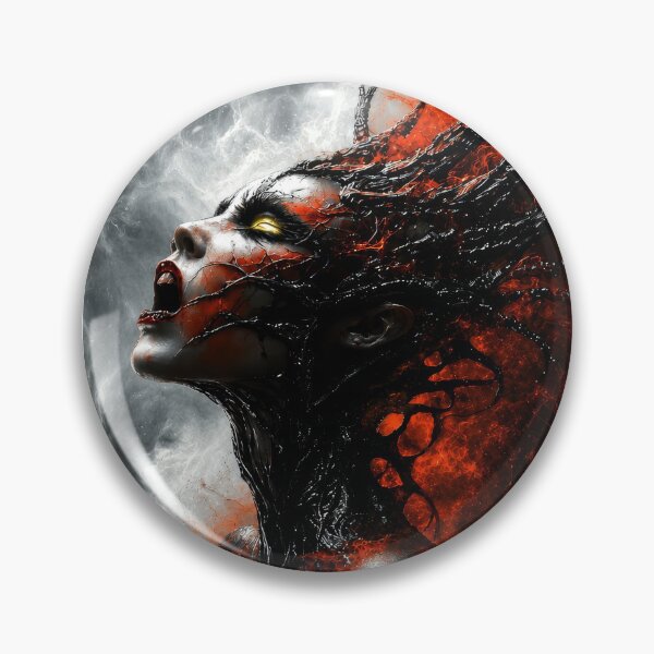 Item preview, Dark Demon Woman Wall Art – Gothic Fantasy Demon Portrait in Black and Red designed and sold by DrakariArt.