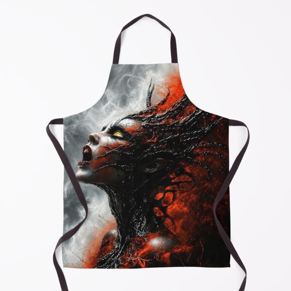 Item preview, Dark Demon Woman Wall Art – Gothic Fantasy Demon Portrait in Black and Red designed and sold by DrakariArt.