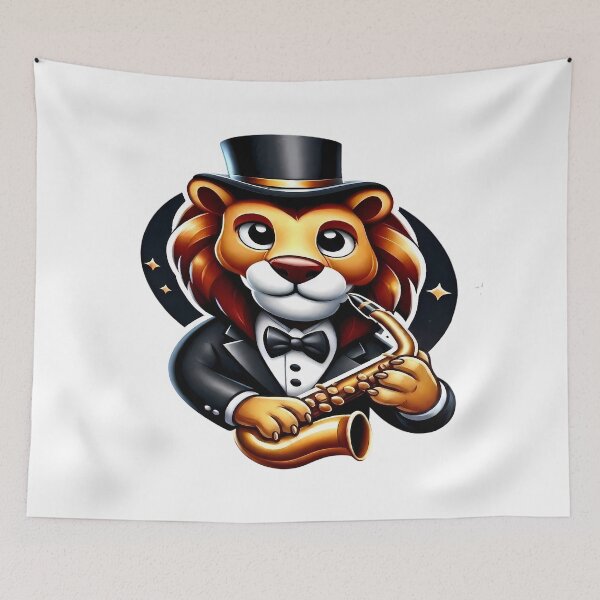 Item preview, Jazz Lion Playing Saxophone - International Jazz Day designed and sold by Art-Arcade6.