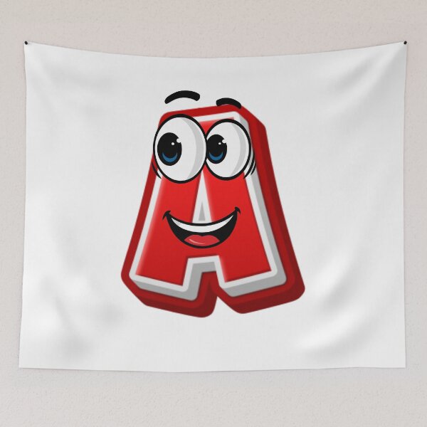 Item preview, Letter A Cute Cartoon Initial - Happy Expression Character designed and sold by ImaginARTDesign.
