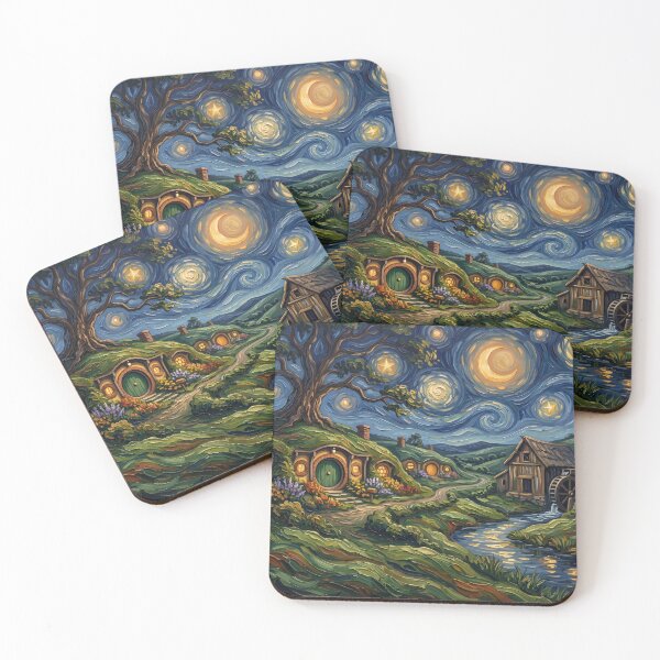 Item preview, The Shire Starry Night Fantasy Landscape designed and sold by Bad-Decisions-Designs.