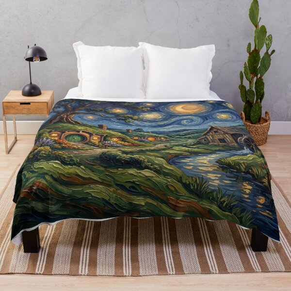 Item preview, The Shire Starry Night Fantasy Landscape designed and sold by Bad-Decisions-Designs.