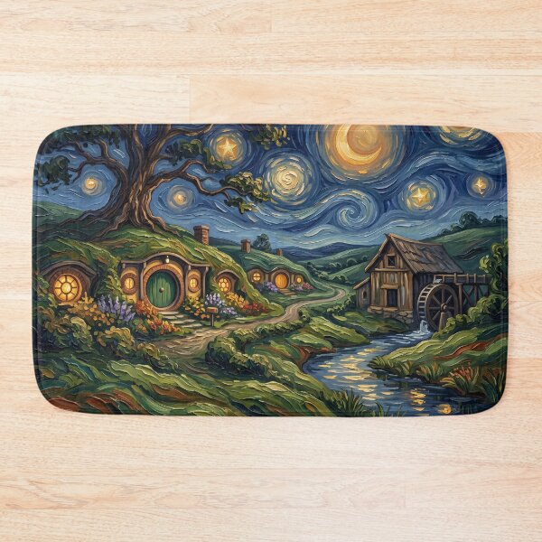 Item preview, The Shire Starry Night Fantasy Landscape designed and sold by Bad-Decisions-Designs.