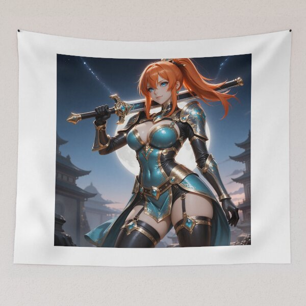 Item preview, Red Hair Moonlight Knight Fantasy Anime Sword Warrior designed and sold by Killington.