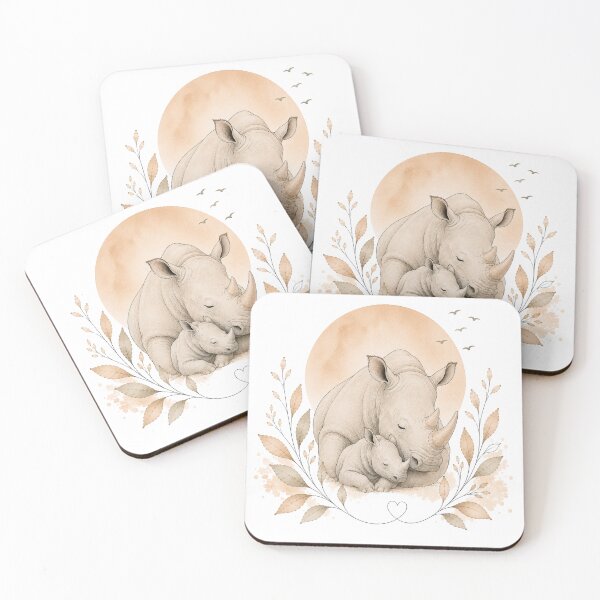 Item preview, Minimalist Rhino Mother and Baby designed and sold by FlamingPhoenix4.