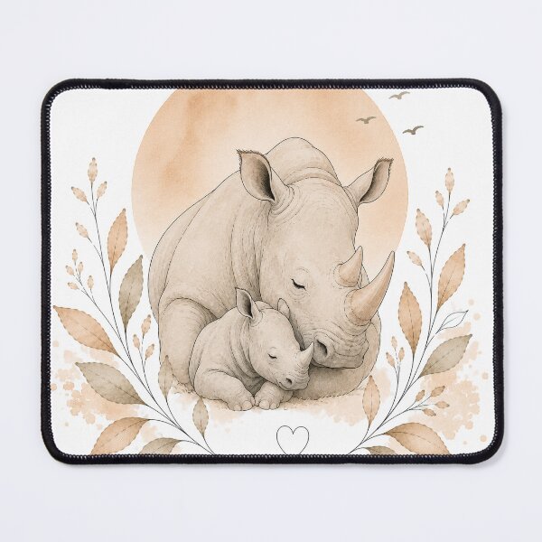 Item preview, Minimalist Rhino Mother and Baby designed and sold by FlamingPhoenix4.