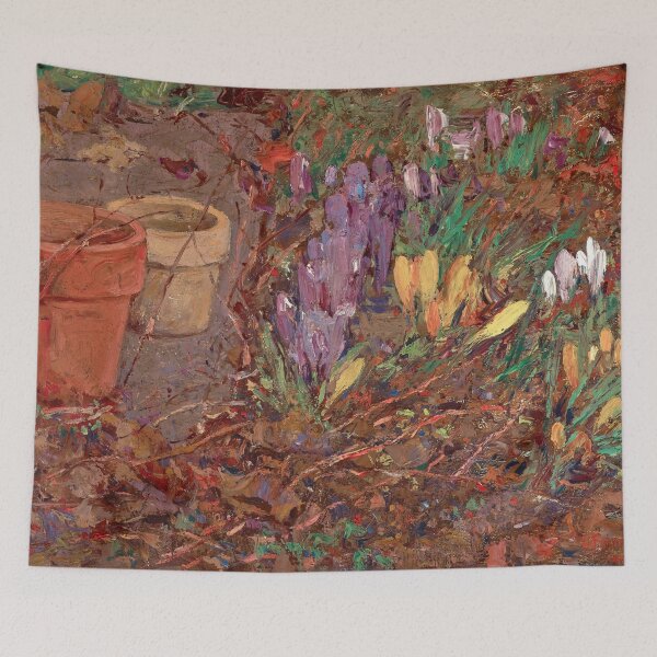 Item preview, Springtime Crocus blossoms still life portrait painting print by William J. Forsyth designed and sold by Jéanpaul  Ferro.