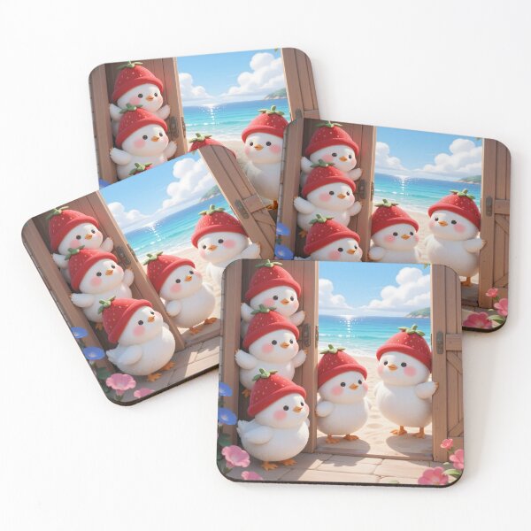 Item preview, Cute Strawberry Hat Chicks at the Beach Summer Birds designed and sold by Killington.