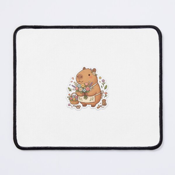 Item preview, Cute Kawaii Capybara Florist Die-Cut Sticker Illustration | Pastel Botanical Art designed and sold by palette fox.