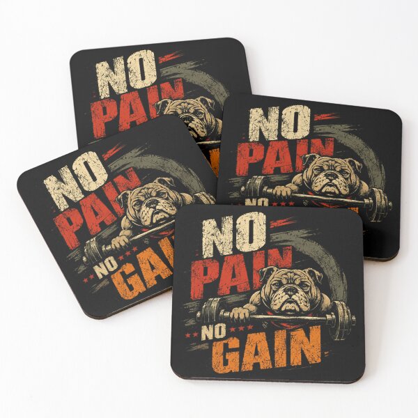 Item preview, No Pain No Gain Bulldog Fitness Motivation Weightlifting Gym designed and sold by RetroMini2026.