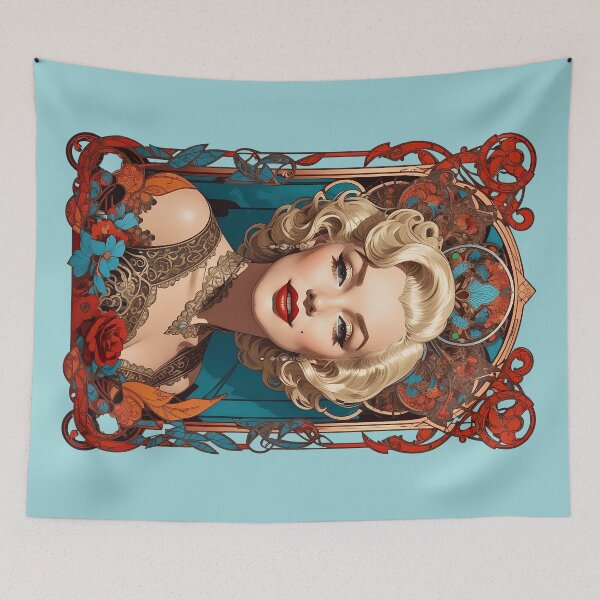 Item preview, Retro Hollywood Young Marilyn Monroe Art Nouveau Illustration designed and sold by BorgSpareParts.