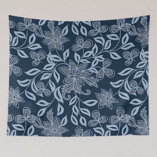 Item preview, Midnight Garden | Navy Blue Floral Pattern designed and sold by ​Jyoti Digital Artist.