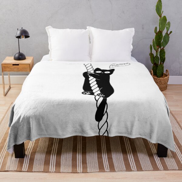 Item preview, Cute Black Cat Climbing Rope Minimalist Illustration designed and sold by ReGenDx.