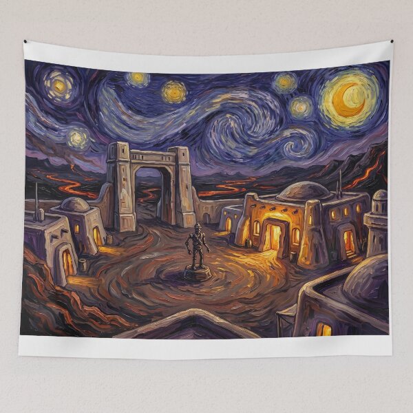Item preview, Nevarro Starry Night Sci-Fi Landscape designed and sold by Bad-Decisions-Designs.