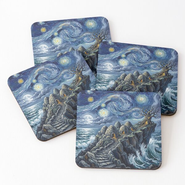 Item preview, Ahch-To Starry Night Sci-Fi Landscape designed and sold by Bad-Decisions-Designs.
