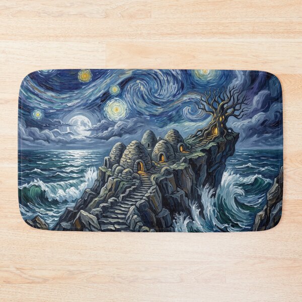 Item preview, Ahch-To Starry Night Sci-Fi Landscape designed and sold by Bad-Decisions-Designs.
