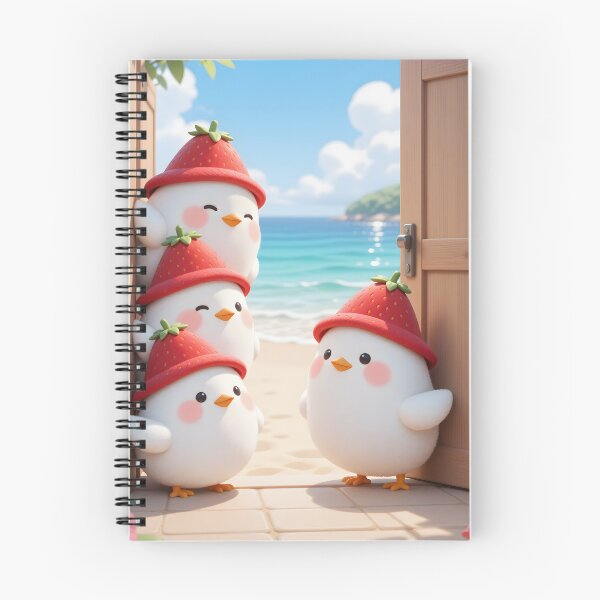 Item preview, Cute Strawberry Hat Chicks at the Beach Kawaii Summer Birds designed and sold by Killington.