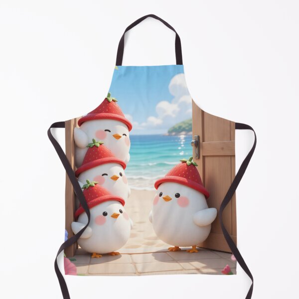 Item preview, Cute Strawberry Hat Chicks at the Beach Kawaii Summer Birds designed and sold by Killington.