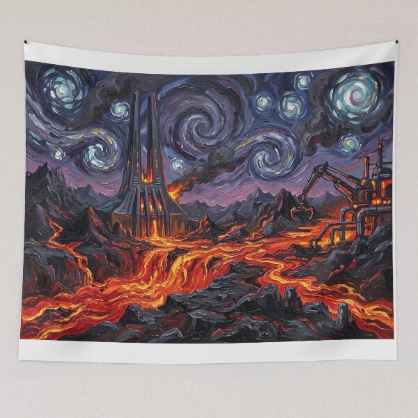 Item preview, Mustafar Starry Night Sci-Fi Landscape designed and sold by Bad-Decisions-Designs.