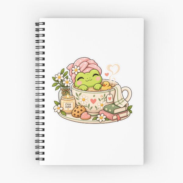 Item preview, Cute green frog enjoying a cozy warm bath with books and flowers designed and sold by CHERRY--SHOP.