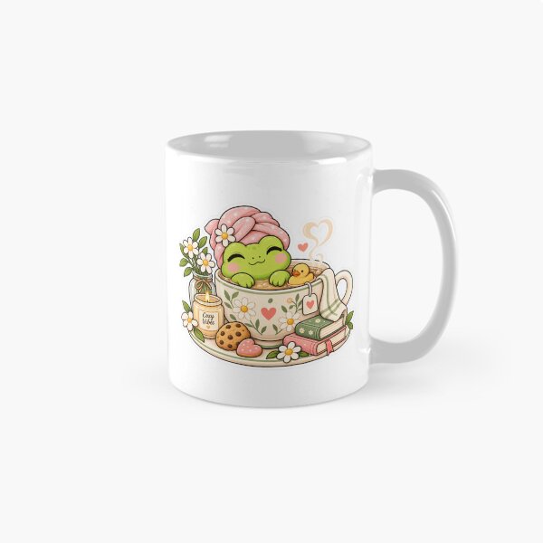 Item preview, Cute green frog enjoying a cozy warm bath with books and flowers designed and sold by CHERRY--SHOP.