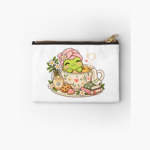 Item preview, Cute green frog enjoying a cozy warm bath with books and flowers designed and sold by CHERRY--SHOP.
