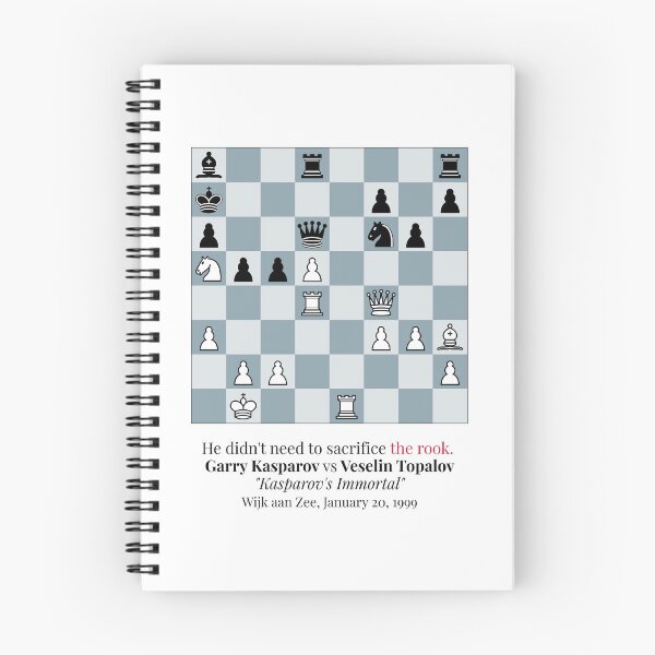 Item preview, Kasparov's Immortal Chess T-Shirt Rook Sacrifice Kasparov vs Topalov 1999 designed and sold by Sekla-Studio.