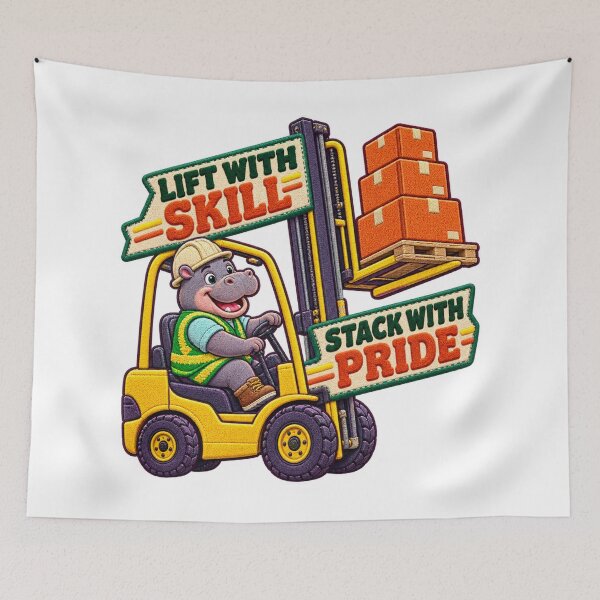 Item preview, Lift With Skill Stack With Pride Hippo Forklift Operator – Labor Day Chenille Patch designed and sold by Jaani-T.