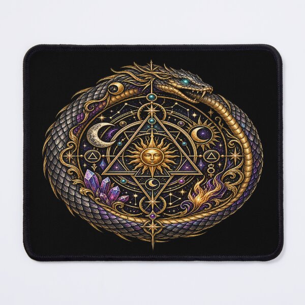 Item preview, Mystical Ouroboros Sigil – Alchemical Cosmic Emblem designed and sold by TroviTutto.