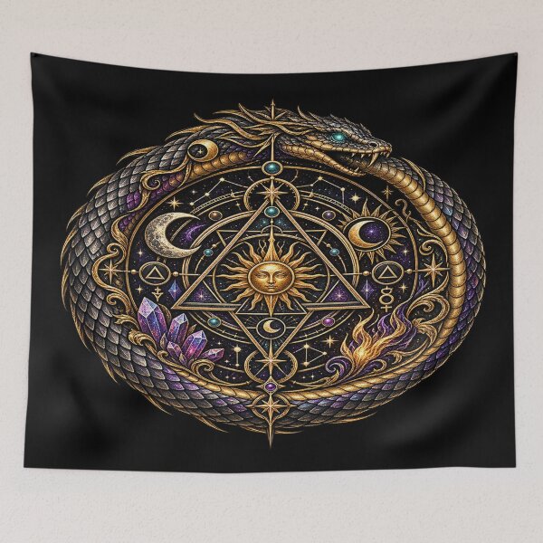 Item preview, Mystical Ouroboros Sigil – Alchemical Cosmic Emblem designed and sold by TroviTutto.