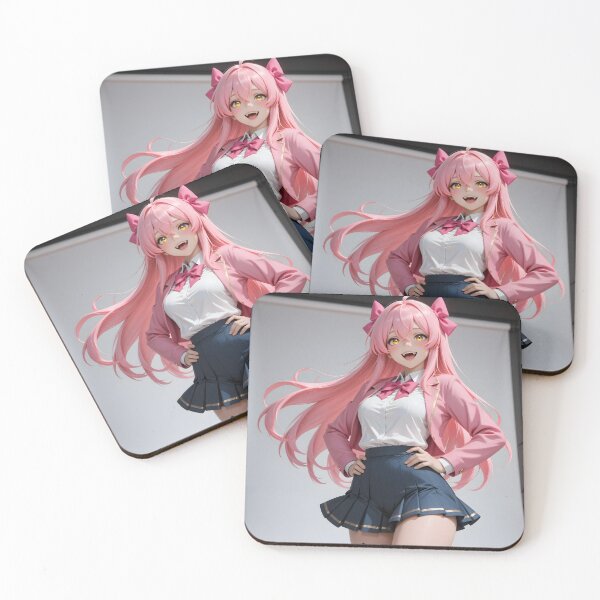 Item preview, Pink Haired Anime Schoolgirl Kawaii Golden Eyes Character designed and sold by Killington.