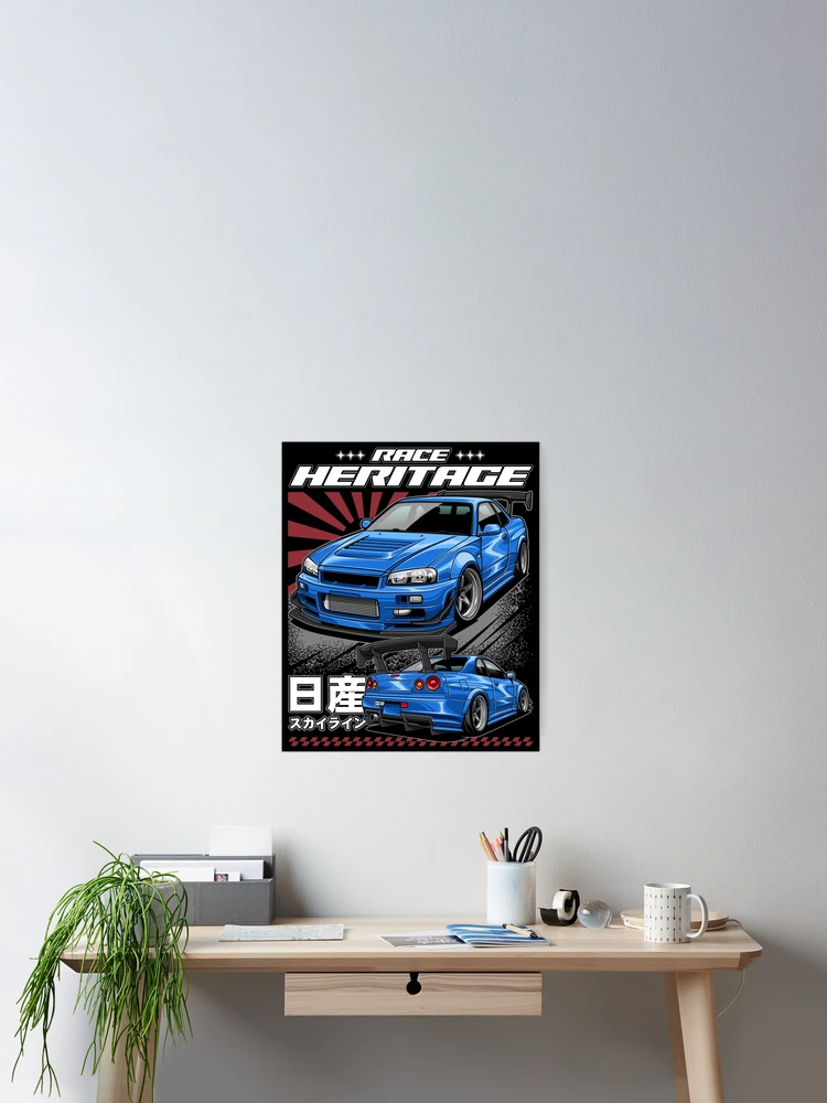 Thumbnail 2 of 3, Poster, Skyline R34 GT-R designed and sold by idrdesign.