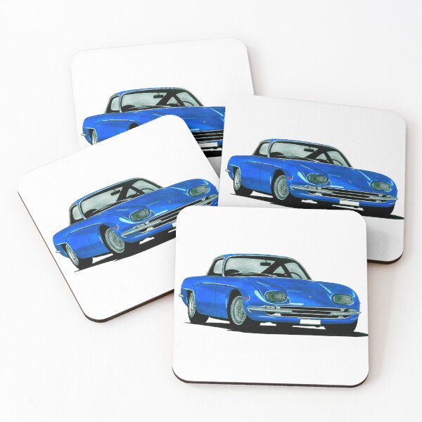 Item preview, Exclusive drawing italian Gran Turismo retro classic blue Lambo 350 GT Coupe with V12 engine designed and sold by Cars23.