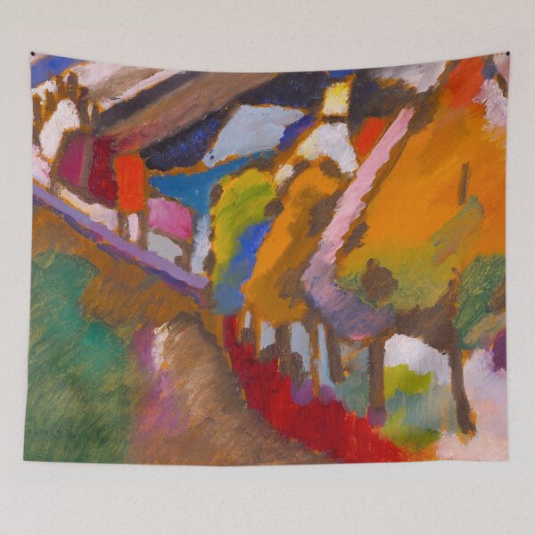 Item preview, Wassily Kandinsky — Murnau – Castle and Church, 1909 colorful vibrant landscape painting art print designed and sold by Jéanpaul  Ferro.