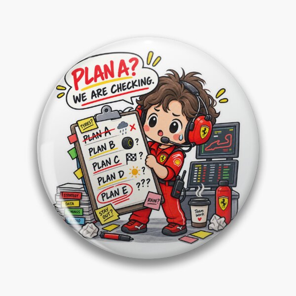 Item preview, PLAN A? We Are Checking, Cute F1 Race Engineer Sticker designed and sold by Beautifully Planned.