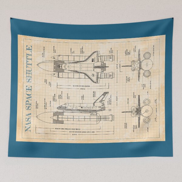 Item preview, NASA Space Shuttle (Vertical - Old Blue Grid Blueprint) designed and sold by BGALAXY.