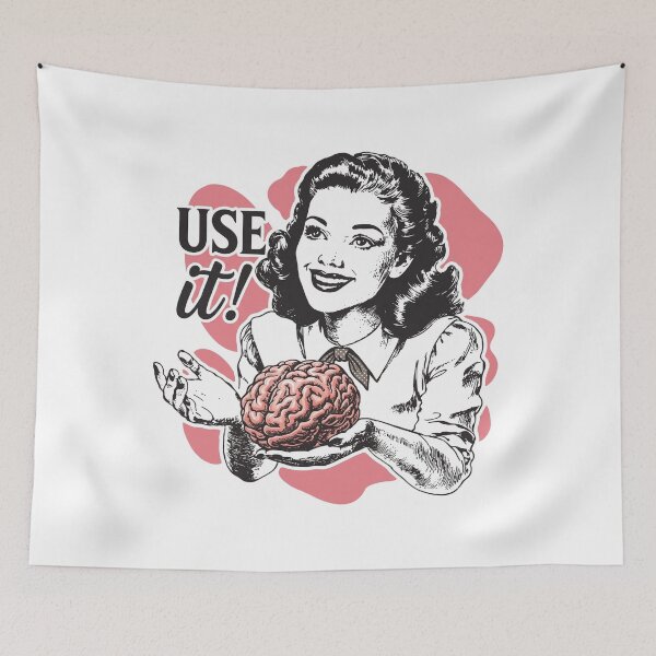 Item preview, Use It! Sarcastic Retro Woman Holding a Brain Vintage Pop Art designed and sold by Shopeon Designs.