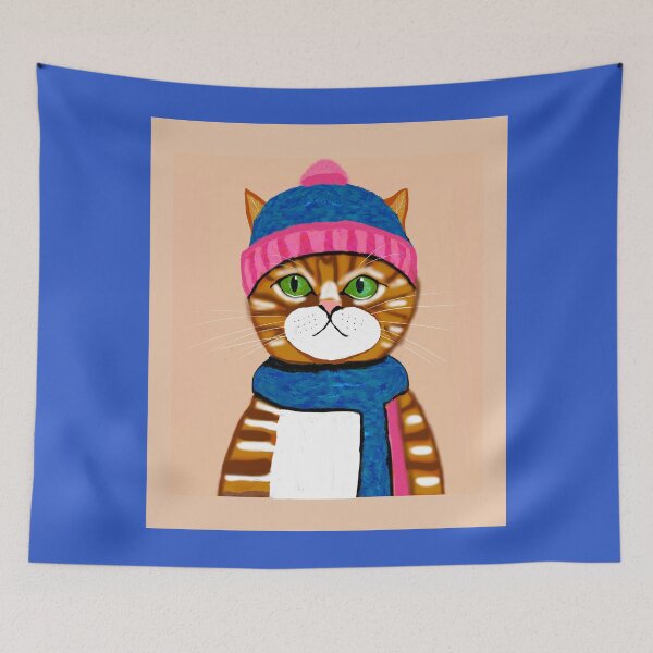 Item preview, Puss with hat and scarf designed and sold by Elaine M Hayward .
