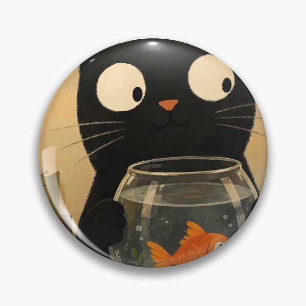 Item preview, Black Cat Holding Goldfish Bowl Cute Whimsical Botanical Aesthetic Art designed and sold by The Upside Down.