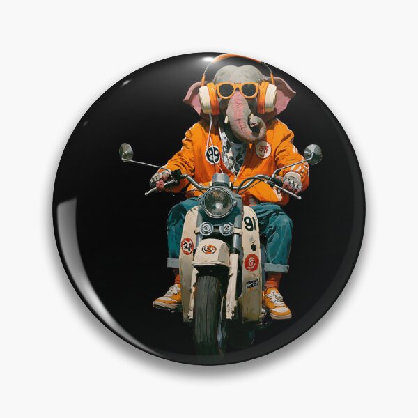 Item preview, Cool Elephant Riding Classic Scooter Orange Jacket Pop Art designed and sold by PANNARUK THAILAND.