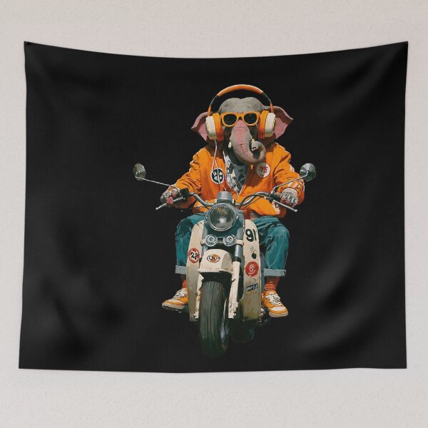 Item preview, Cool Elephant Riding Classic Scooter Orange Jacket Pop Art designed and sold by PANNARUK THAILAND.