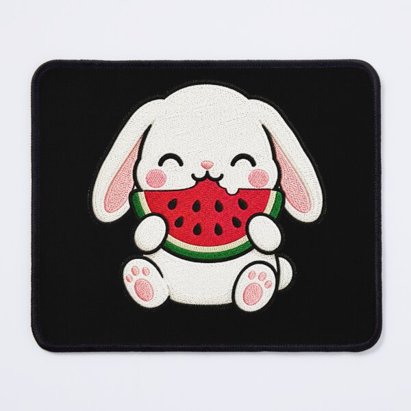 Item preview, Cute Bunny Eating Watermelon Kawaii Embroidery Patch designed and sold by ColorSplash123.