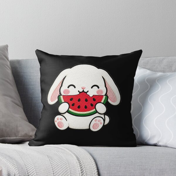 Item preview, Cute Bunny Eating Watermelon Kawaii Embroidery Patch designed and sold by ColorSplash123.