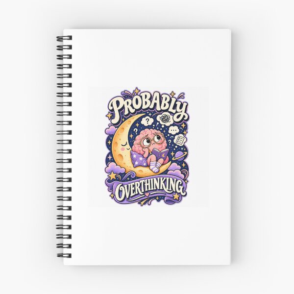 Item preview, Probably Overthinking – Cute Brain on Crescent Moon | Funny Celestial Overthinker Design designed and sold by Matheist.