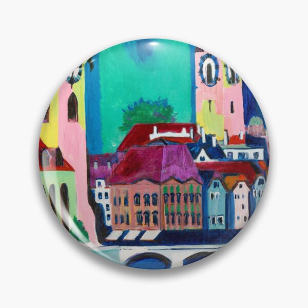 Item preview, Zurich, Switzerland city center, town hall with clock towers cityscape painting by Ernst Ludwig Kirchner designed and sold by Jéanpaul  Ferro.