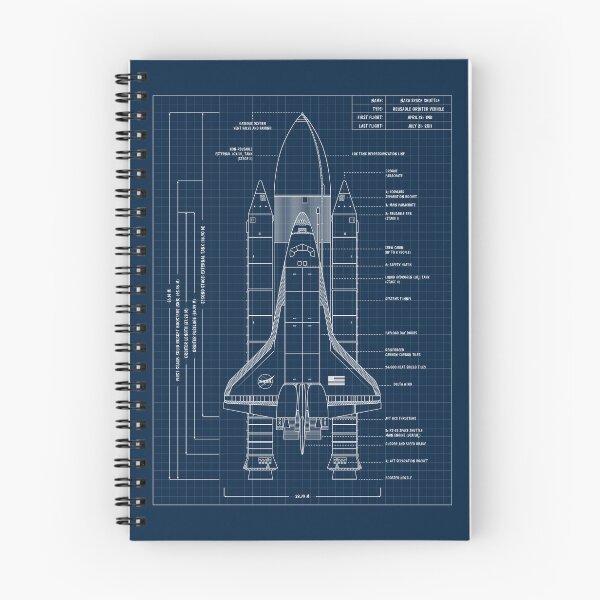 Item preview, NASA Space Shuttle Front Elevation (Vertical Navy Blueprint) designed and sold by BGALAXY.