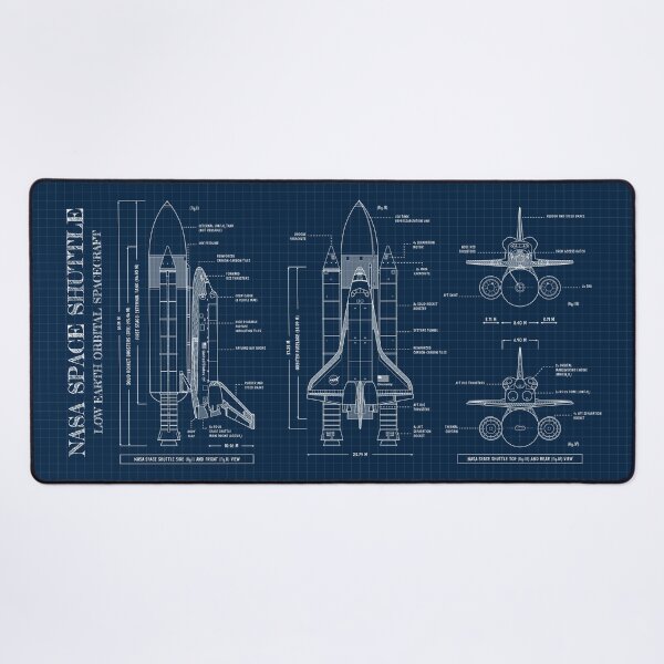 Item preview, NASA Space Shuttle Front Elevation (Vertical Navy Blueprint) designed and sold by BGALAXY.