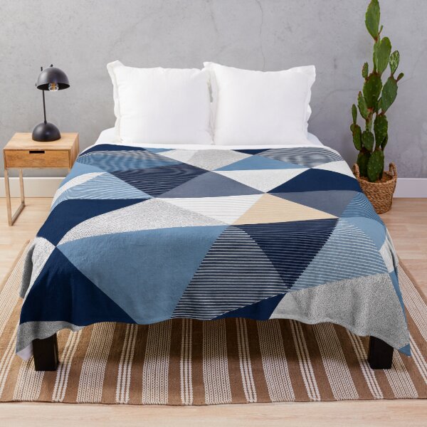 Item preview, Modern Blue Geometric Abstract Pattern – Navy, Sky Blue & White designed and sold by Punch-E415.